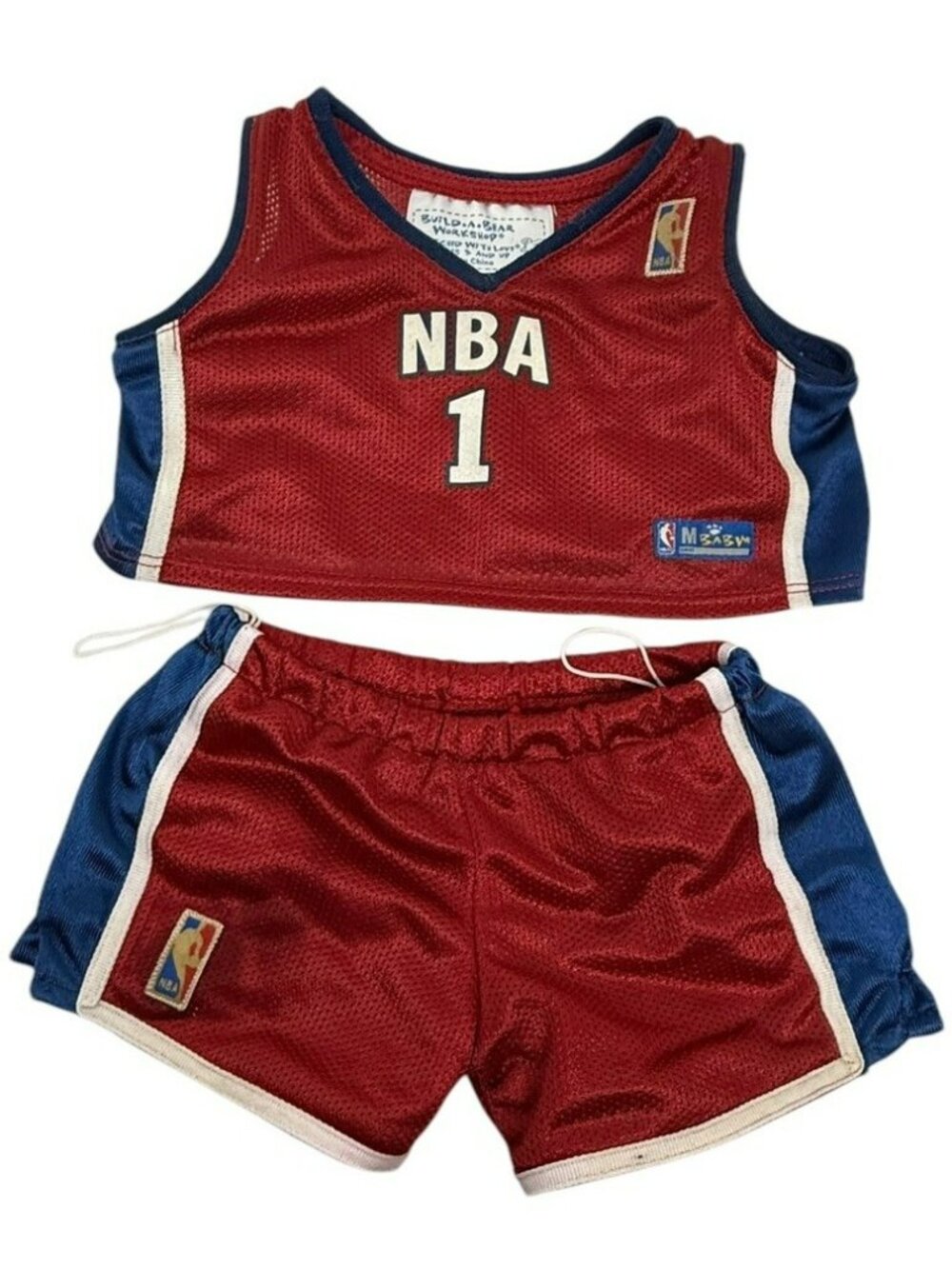 Vintage Build-A-Bear Workshop NBA Basketball Uniform Jersey Shorts Red Blue #1